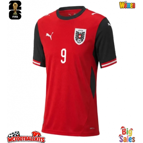 Austria Marcel Sabitzer #9 Replica Home Stadium Shirt for Women World Cup 2026 Short Sleeve